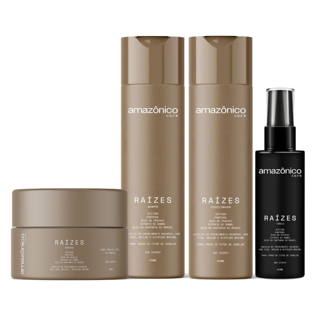 Kit Raízes Shampoo + Máscara + Condicionador + Tônico | Amazônico Care