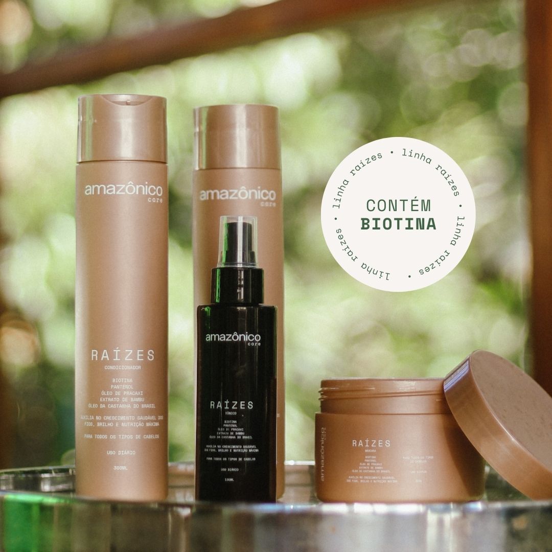 Kit Raízes Shampoo + Máscara + Condicionador + Tônico + Leave-in BB Cream | Amazônico Care