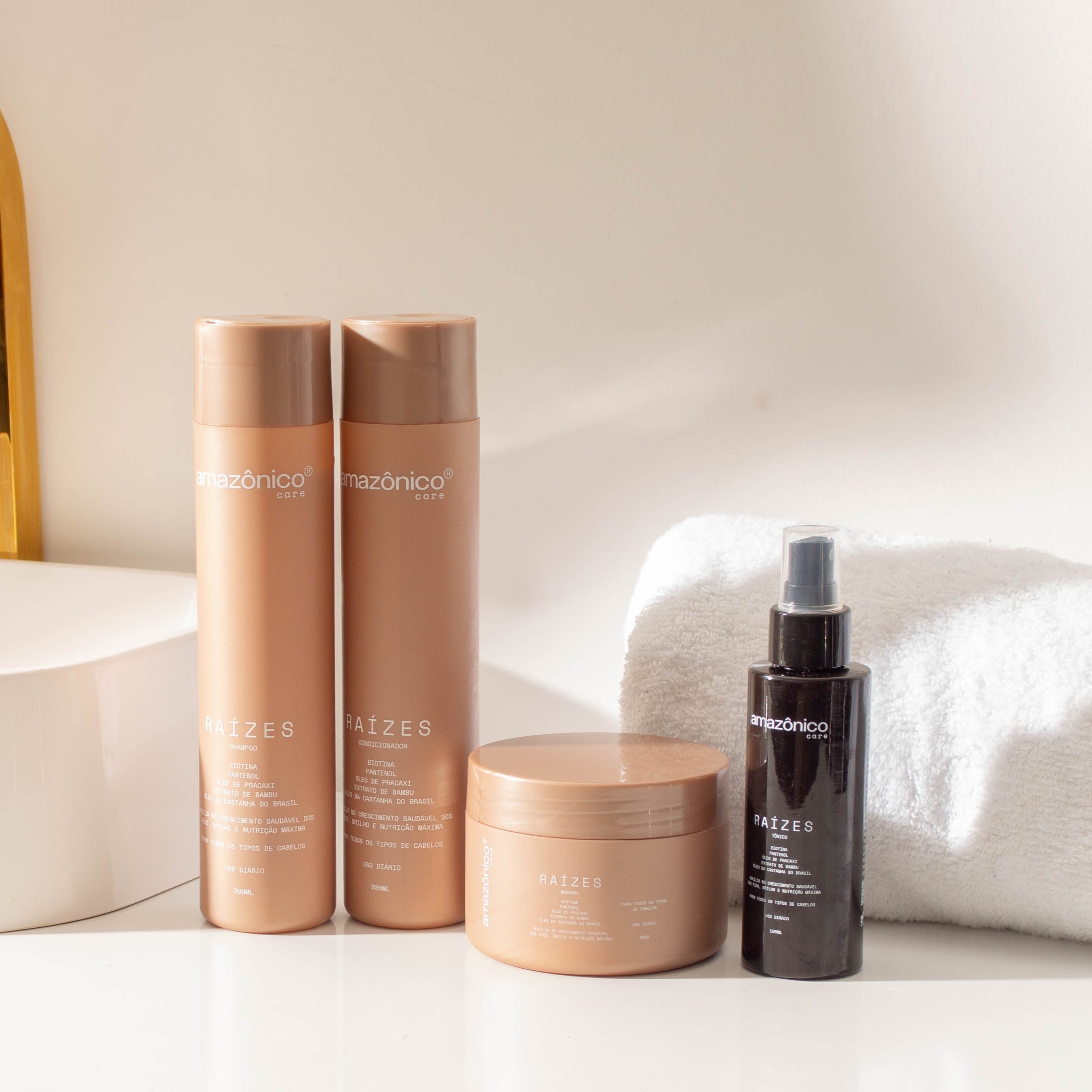 Kit Raízes Shampoo + Máscara + Condicionador + Tônico + Óleo reparador de pontas | Amazônico Care