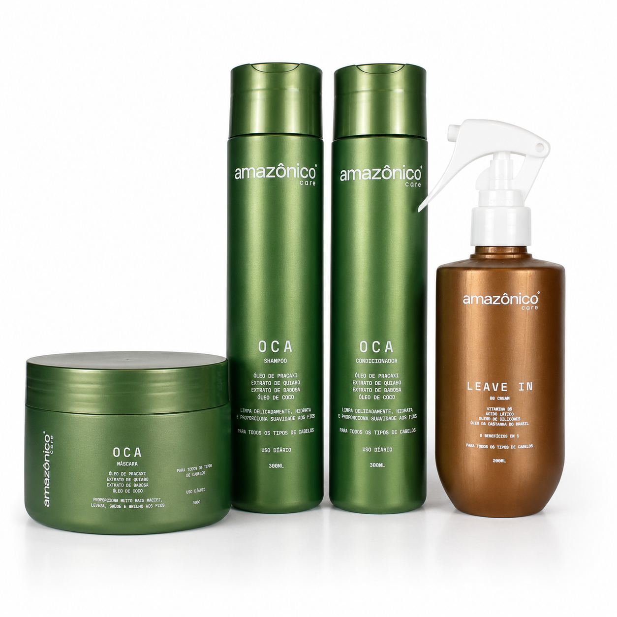 Kit Oca Shampoo + Condicionador + Máscara + Leave-in BB Cream | Amazônico Care