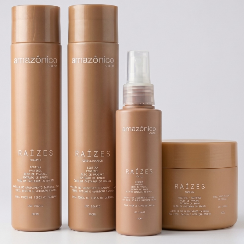 Kit Raízes Shampoo + Máscara + Condicionador + Tônico | Amazônico Care