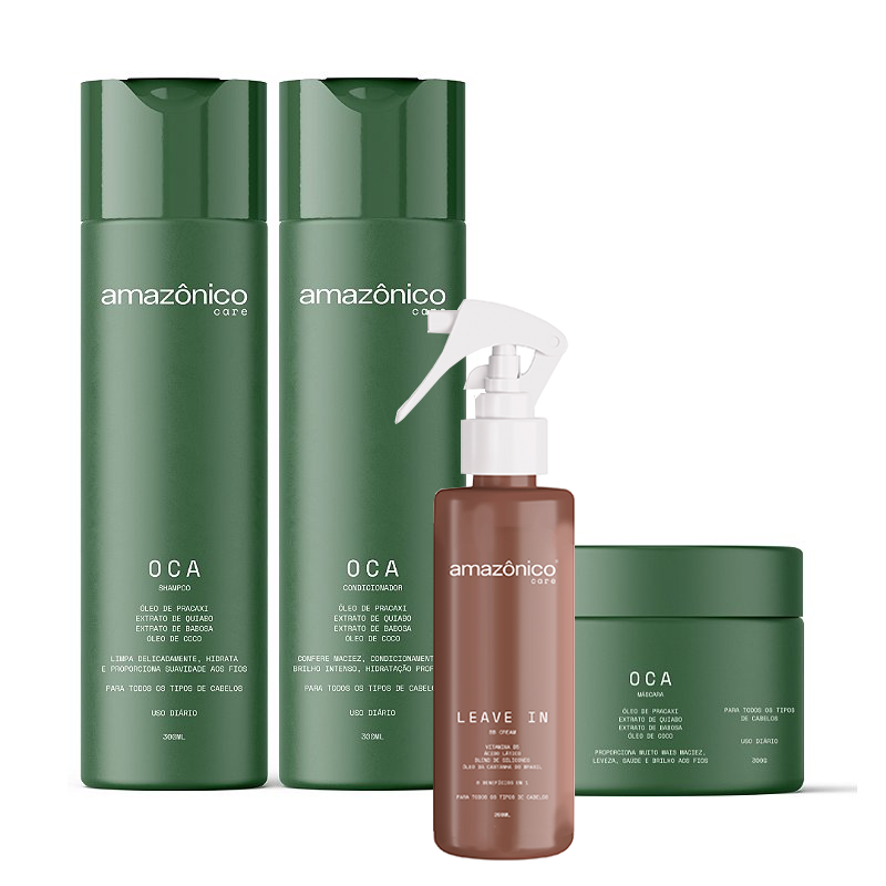 Kit Oca Shampoo + Condicionador + Máscara + Leave-in BB Cream | Amazônico Care
