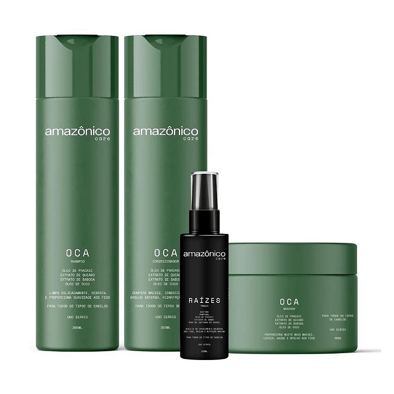Kit Oca Shampoo + Condicionador + Máscara + Spray Tônico | Amazônico Care