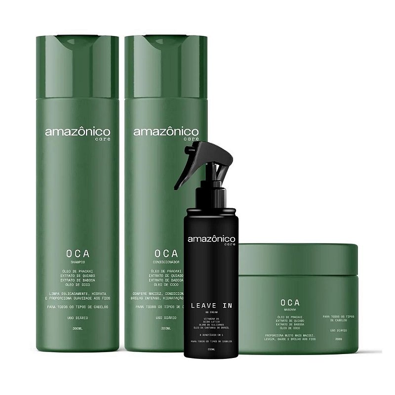 Kit Oca Shampoo + Condicionador + Máscara + Leave-in BB Cream | Amazônico Care