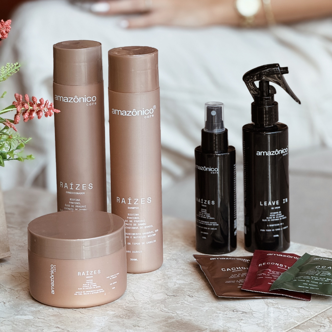 Kit Raízes Shampoo + Máscara + Condicionador + Tônico + Leave-in BB Cream | Amazônico Care