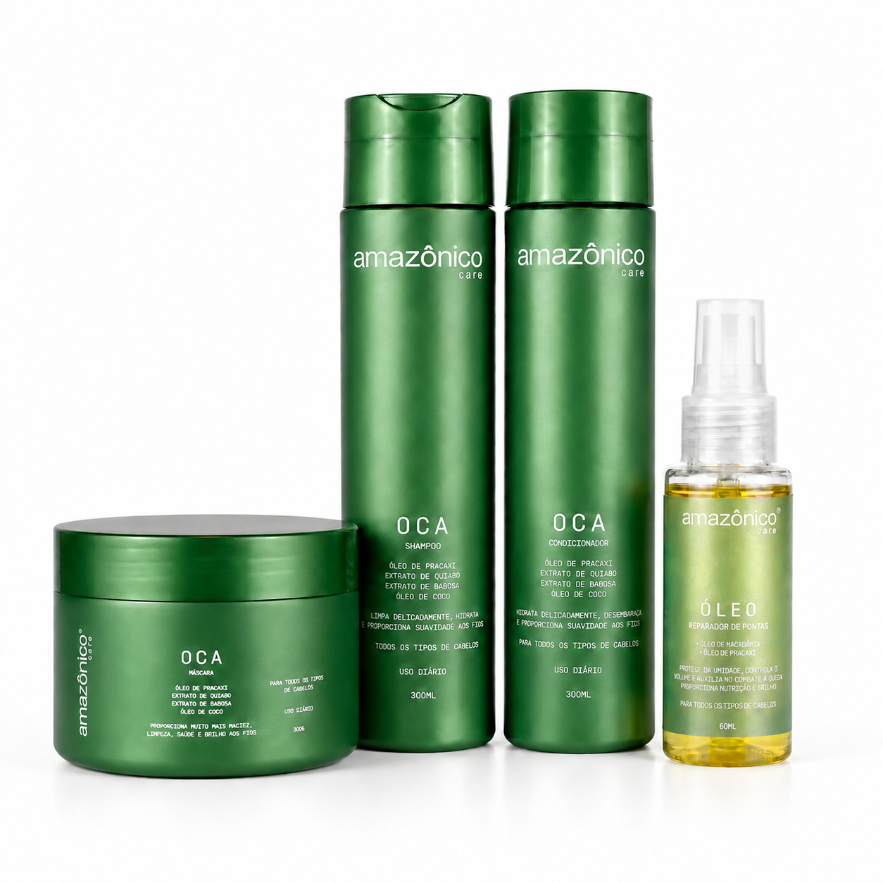 Kit Oca Shampoo + Condicionador + Máscara + Óleo reparador de pontas | Amazônico Care