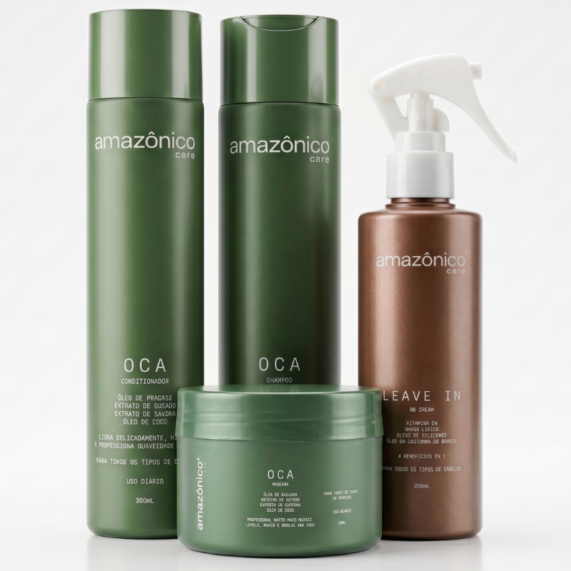 Kit Oca Shampoo + Condicionador + Máscara + Leave-in BB Cream | Amazônico Care
